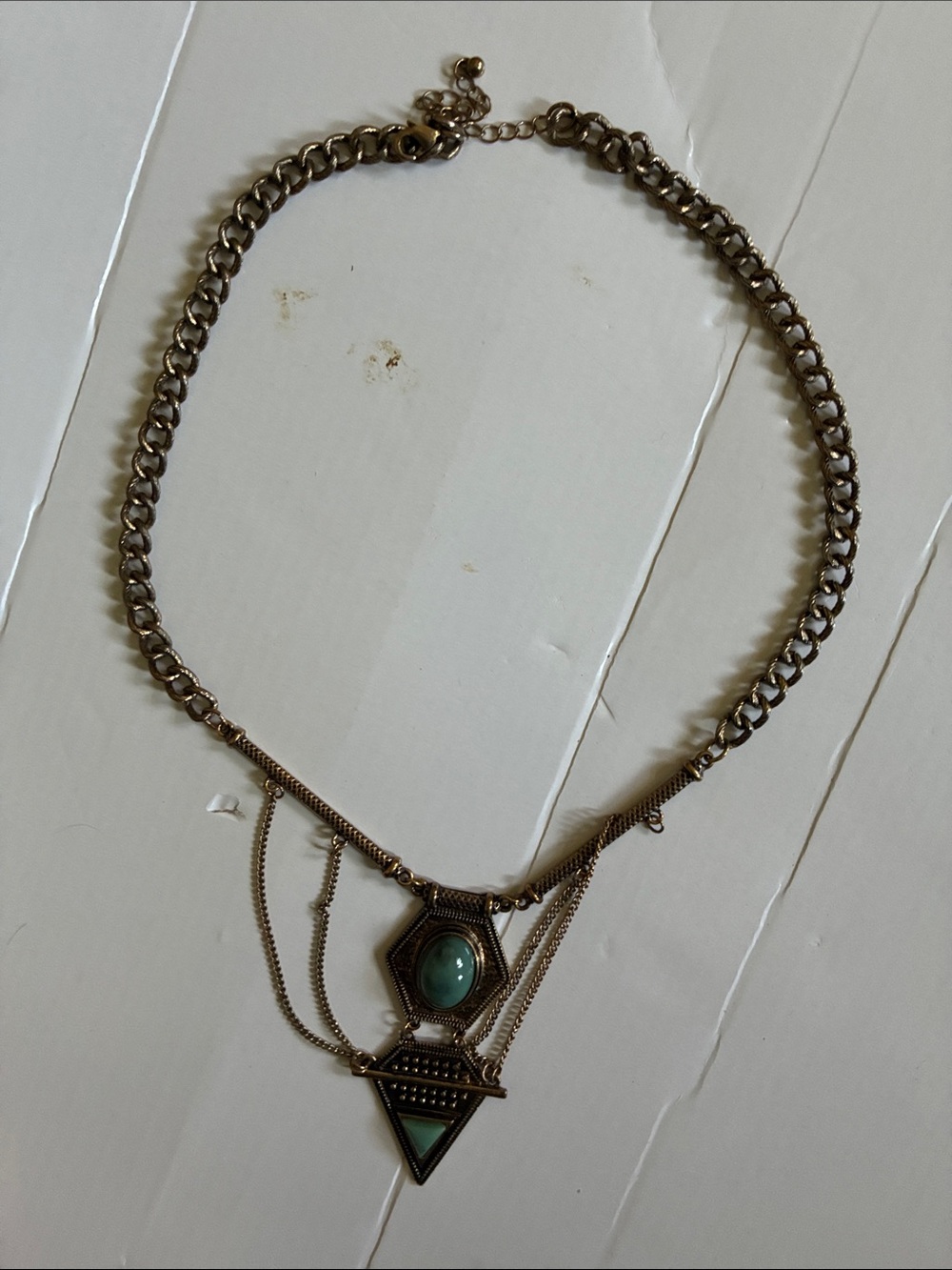 Vintage-Inspired Turquoise Pendant Layered Necklace - Women Jewelry